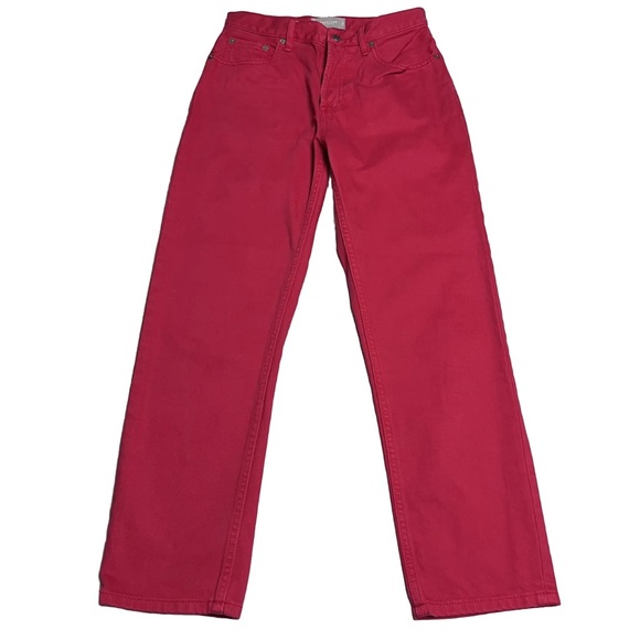 EVERLANE The Cropped Cheeky Jean In Red. 26" Inseam. Button Fly Size: 26 - Picture 4 of 9